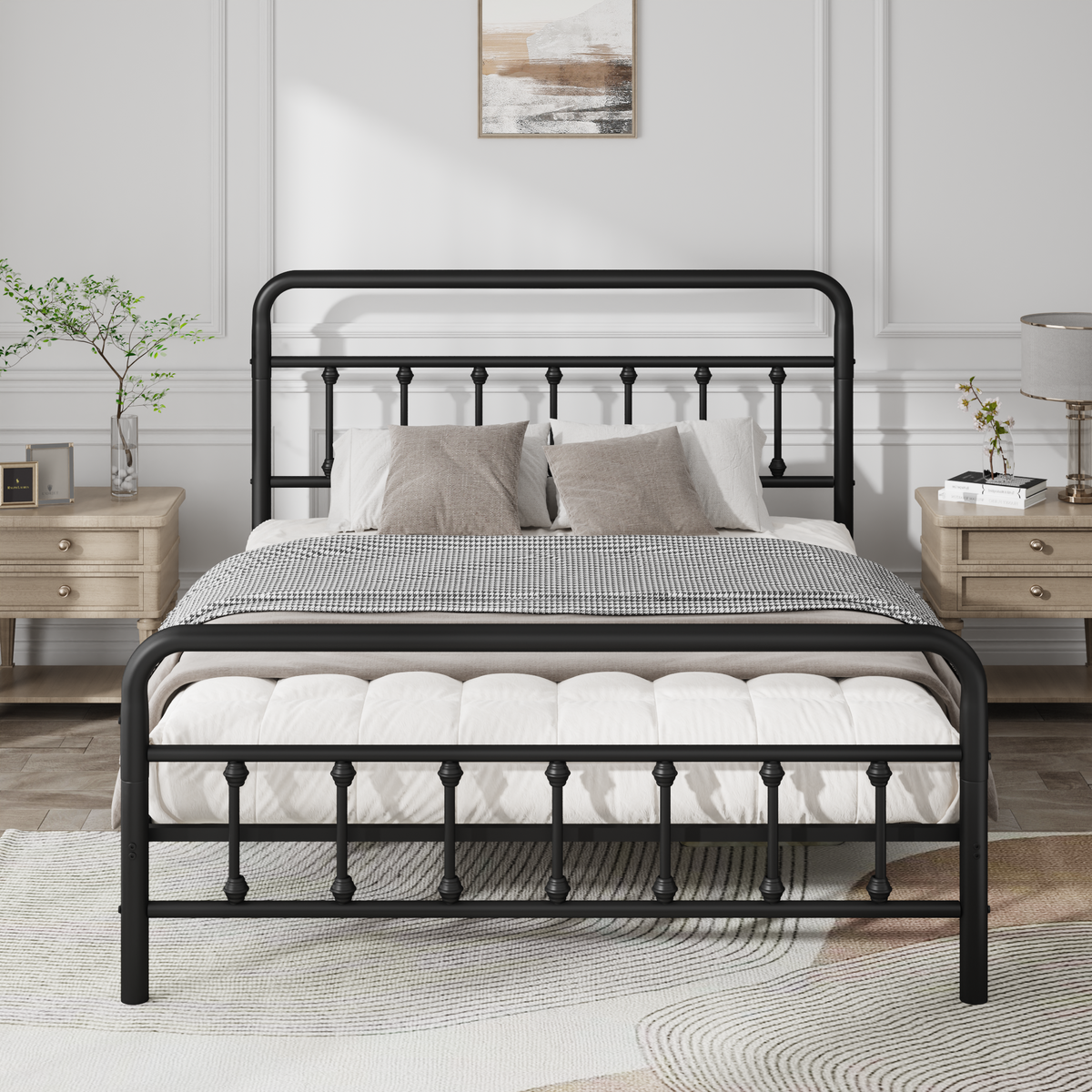 Metal Full Size Bed Frame with Headboard and Under Bed Storage - Black, photo 2 of 8