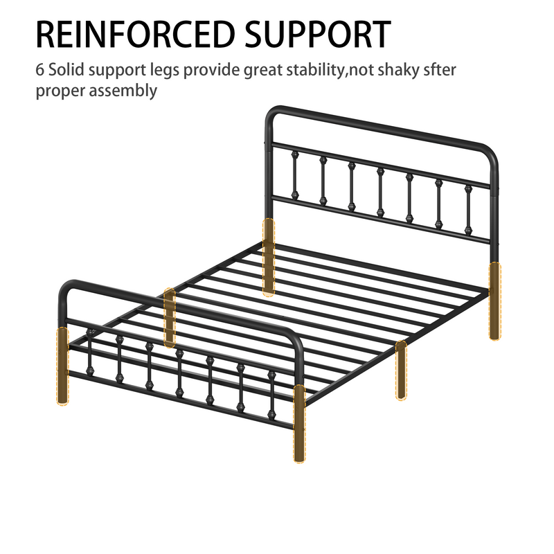 Metal Full Size Bed Frame with Headboard and Under Bed Storage - Black, photo 3 of 8