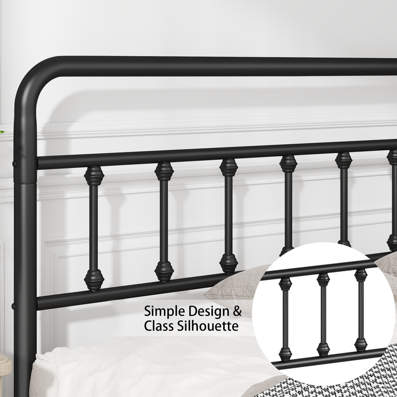 Metal Full Size Bed Frame with Headboard and Under Bed Storage - Black, photo 5 of 8