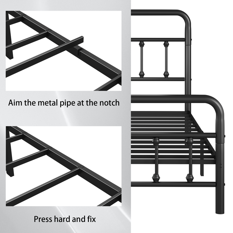 Metal Full Size Bed Frame with Headboard and Under Bed Storage - Black, photo 6 of 8