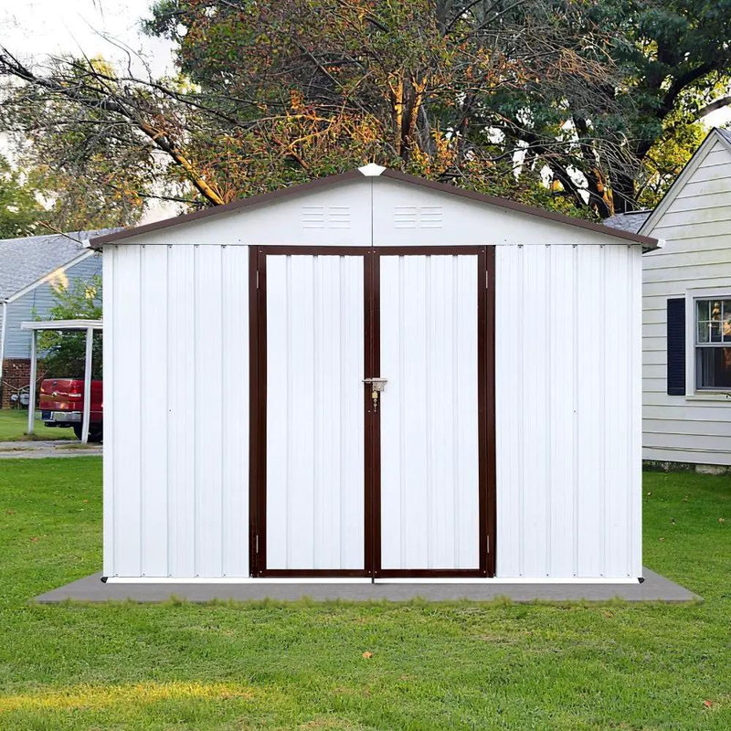 [08X10FT] Alora Premium Large White Outdoor Metal Garden Storage Shed (SAK93617) by SAKSBY WHOLESALE