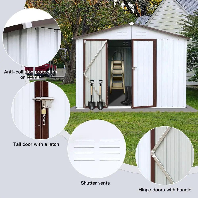 [08X10FT] Alora Premium Large White Outdoor Metal Garden Storage Shed (SAK93617) by SAKSBY WHOLESALE