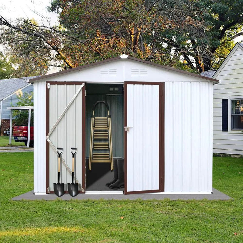 [08X10FT] Alora Premium Large White Outdoor Metal Garden Storage Shed (SAK93617) by SAKSBY WHOLESALE