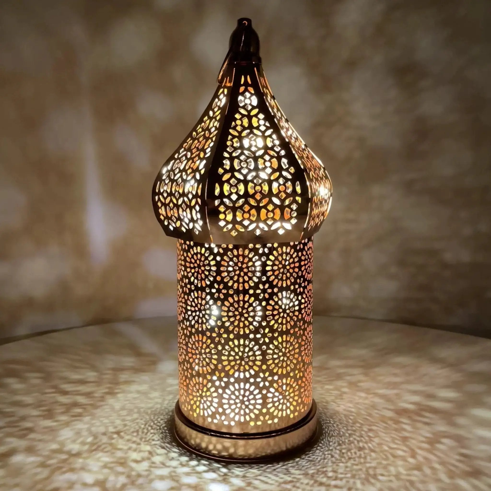 Metal Lantern Lamp - Rose Gold Moroccan by House Of Avana