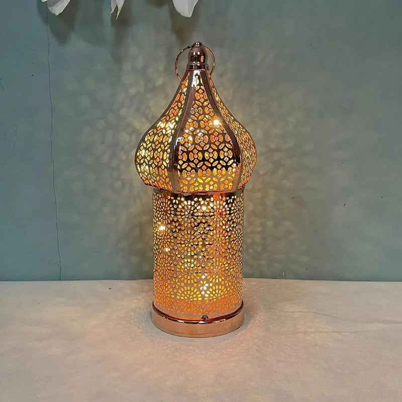 Metal Lantern Lamp - Rose Gold Moroccan by House Of Avana