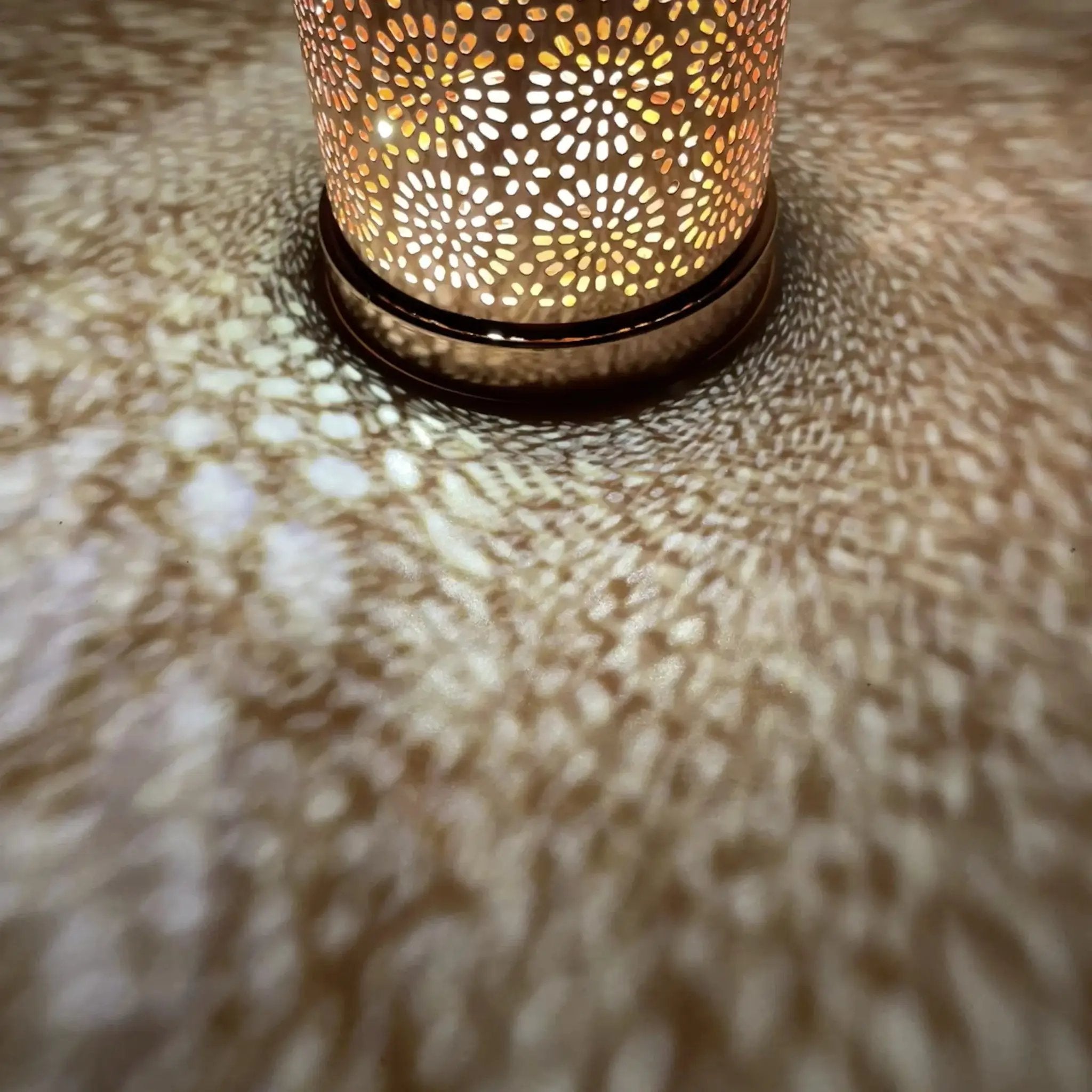 Metal Lantern Lamp - Rose Gold Moroccan by House Of Avana