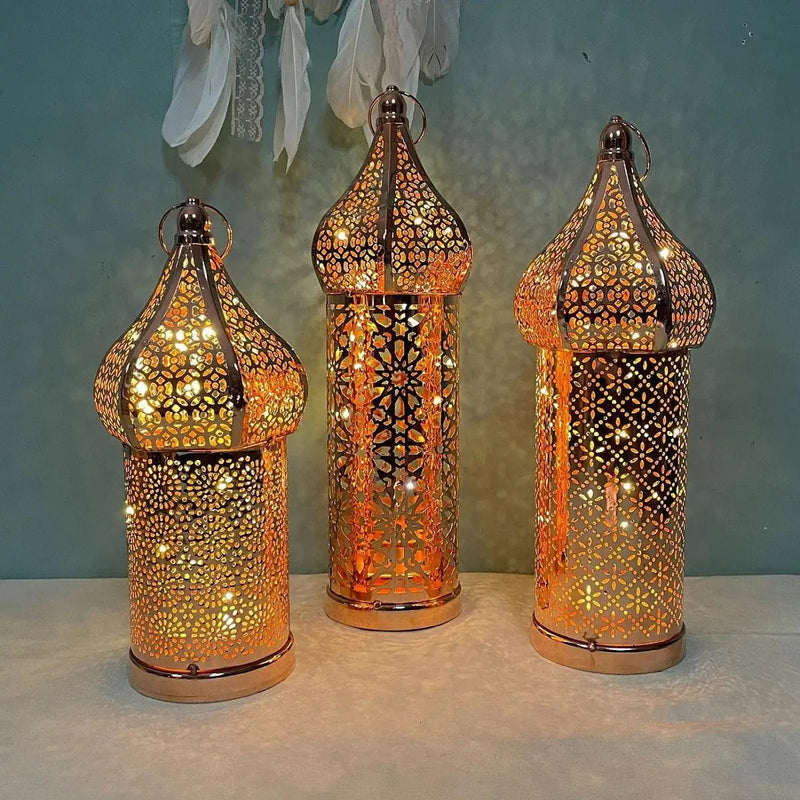 Metal Lantern Lamp - Rose Gold Moroccan by House Of Avana