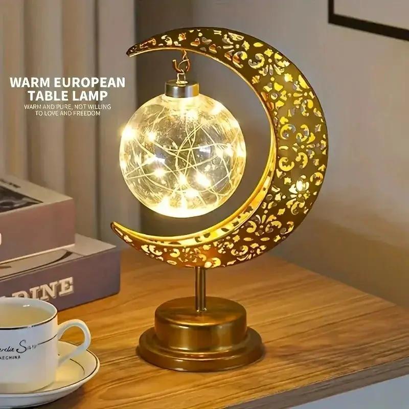 Metal Night Light - Golden Crescent Moon LED by House Of Avana