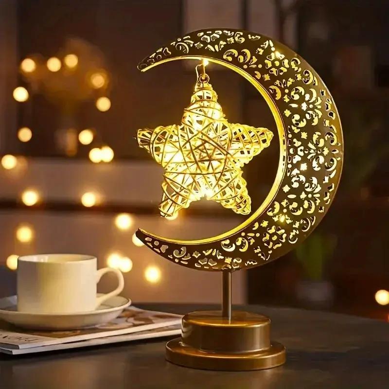 Metal Night Light - Golden Crescent Moon LED by House Of Avana