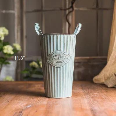 Metal Pot 'Flowers and Garden' Pot with Metal Handles (Set of 3) by RusticReach