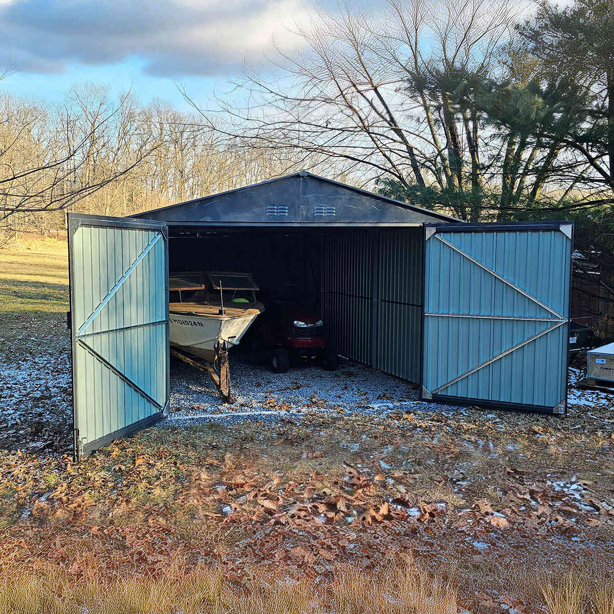 13'x20' Plus Upgraded Metal Shed w/ Double Front Doors & Side Entry Door by Chery Industrial