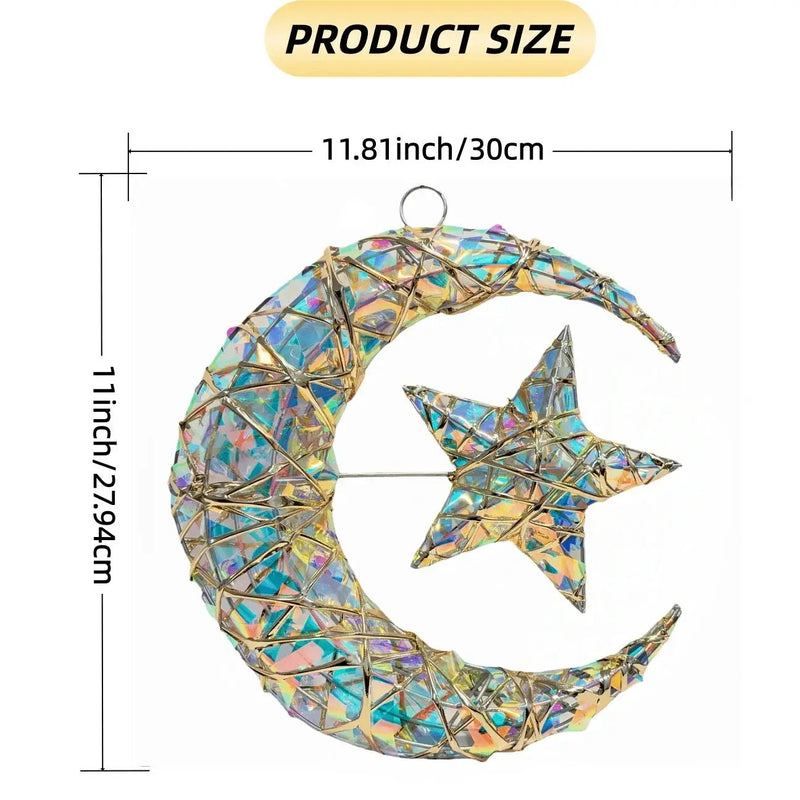 Metal Star Moon Pendant - 11.8-inch Luxury by House Of Avana