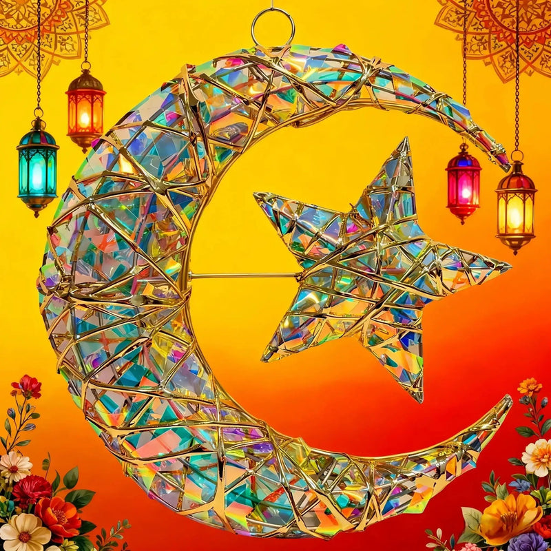 Metal Star Moon Pendant - 11.8-inch Luxury by House Of Avana