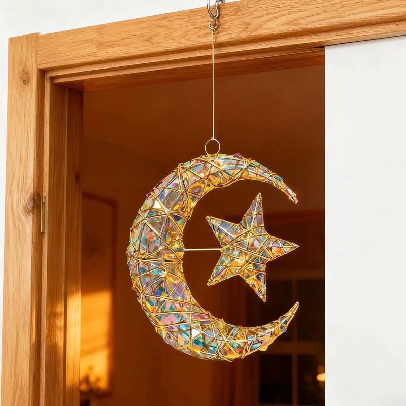 Metal Star Moon Pendant - 11.8-inch Luxury by House Of Avana