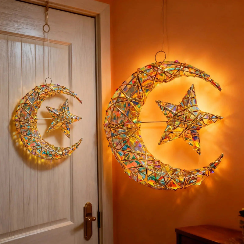 Metal Star Moon Pendant - 11.8-inch Luxury by House Of Avana