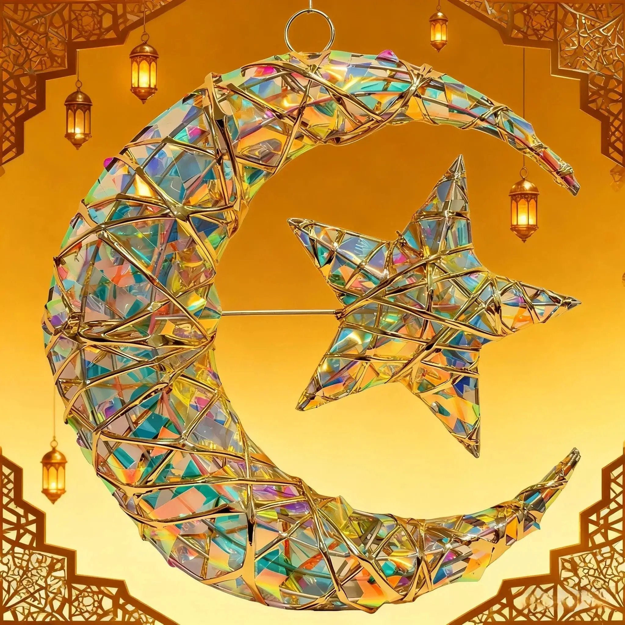 Metal Star Moon Pendant - 11.8-inch Luxury by House Of Avana