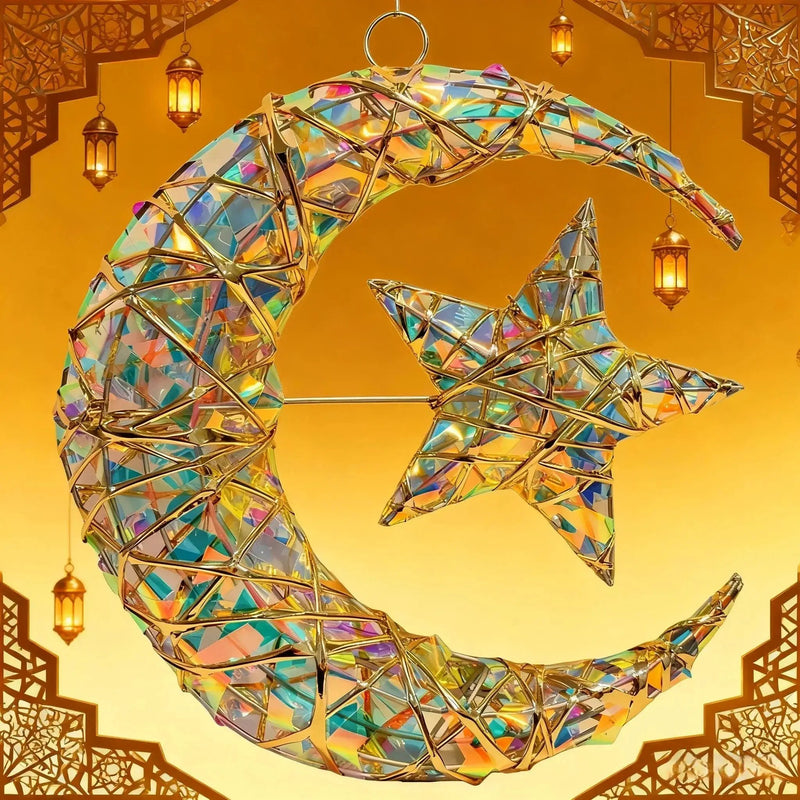 Metal Star Moon Pendant - 11.8-inch Luxury by House Of Avana