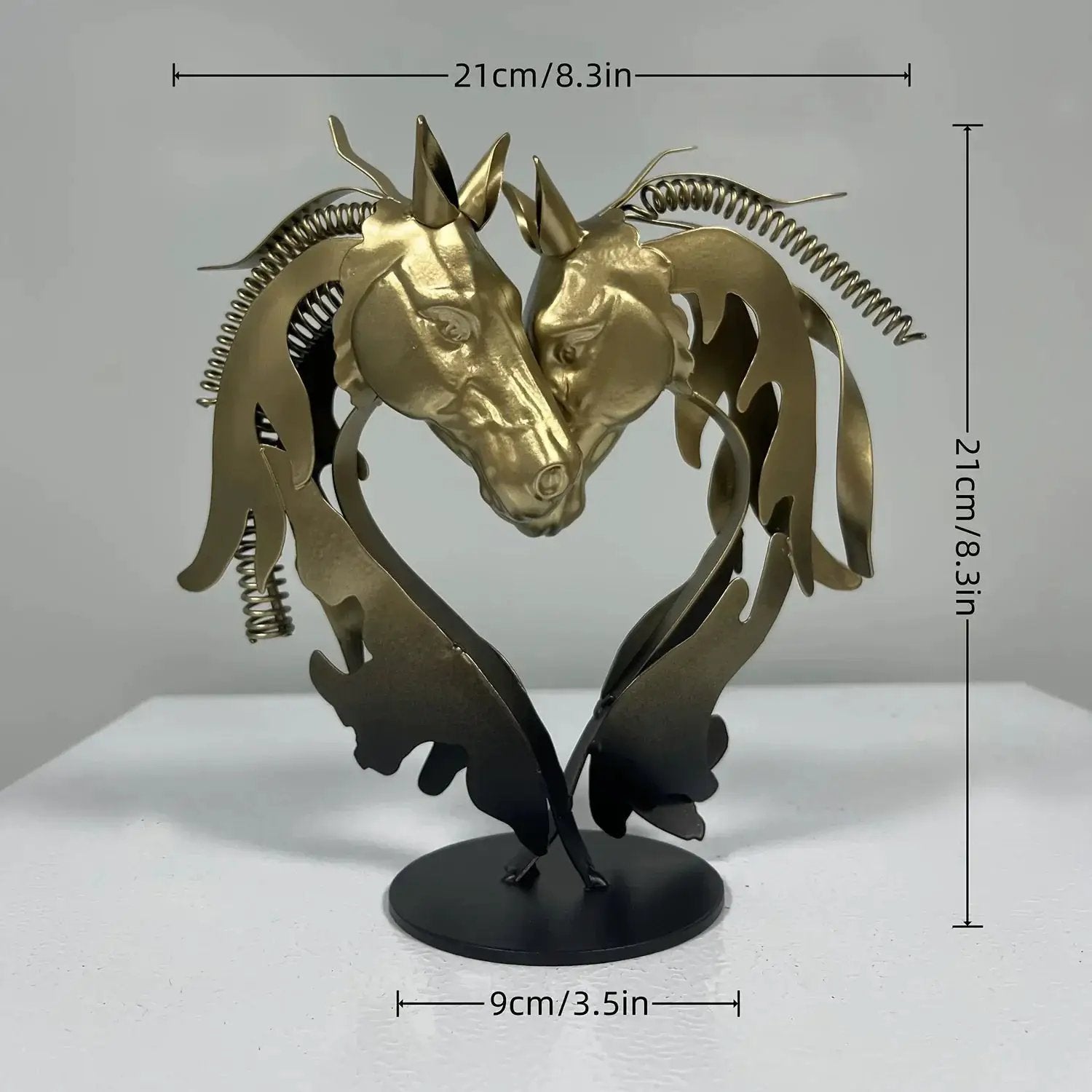 Double Horse Head Heart Metal Sculpture Romantic Gift for Horse Lovers by House Of Avana