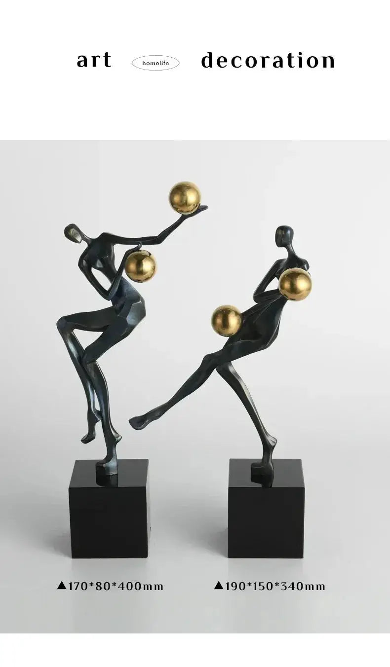 Modern Abstract Human Sculpture with Golden Spheres | Table Decor by House Of Avana