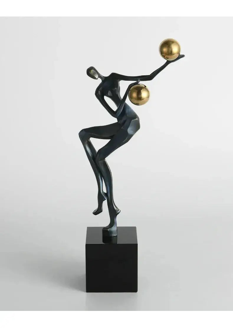 Modern Abstract Human Sculpture with Golden Spheres | Table Decor by House Of Avana