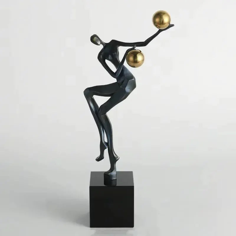 Modern Abstract Human Sculpture with Golden Spheres | Table Decor by House Of Avana