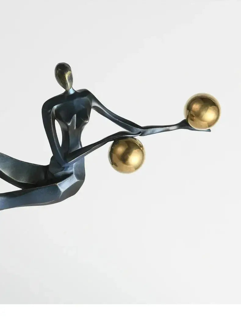 Modern Abstract Human Sculpture with Golden Spheres | Table Decor by House Of Avana