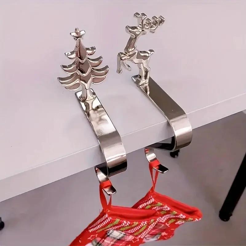 Metal Stocking Holder Set, 4pcs Golden & Silvery Hooks with Anti-Slip Pads by House Of Avana