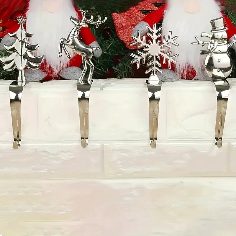Metal Stocking Holder Set, 4pcs Golden & Silvery Hooks with Anti-Slip Pads by House Of Avana