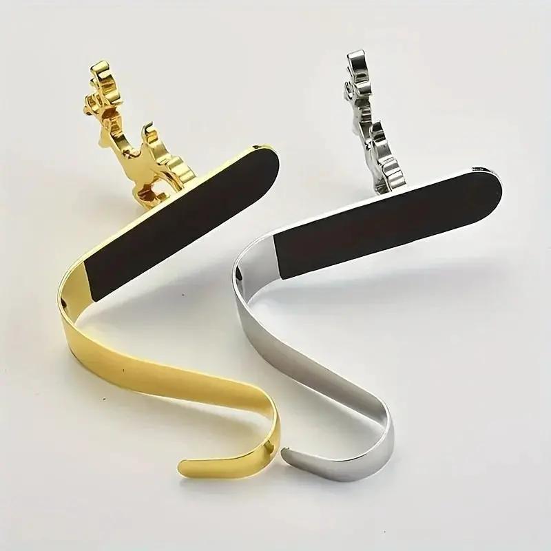 Metal Stocking Holder Set, 4pcs Golden & Silvery Hooks with Anti-Slip Pads by House Of Avana