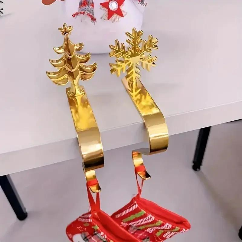 Metal Stocking Holder Set, 4pcs Golden & Silvery Hooks with Anti-Slip Pads by House Of Avana