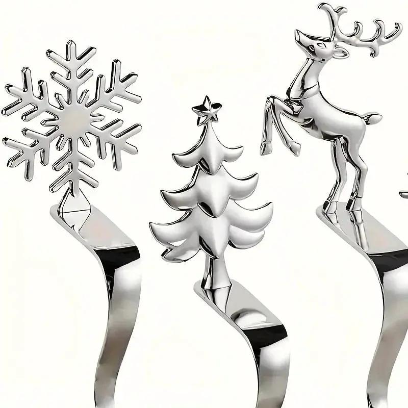 Metal Stocking Holder Set, 4pcs Golden & Silvery Hooks with Anti-Slip Pads by House Of Avana