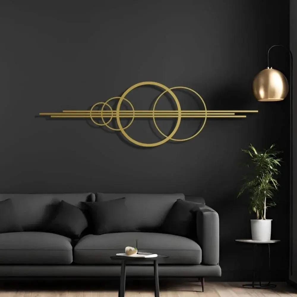 Metal Wall Art Black Geometric Circles Design Horizontal or Vertical Hanging by House Of Avana