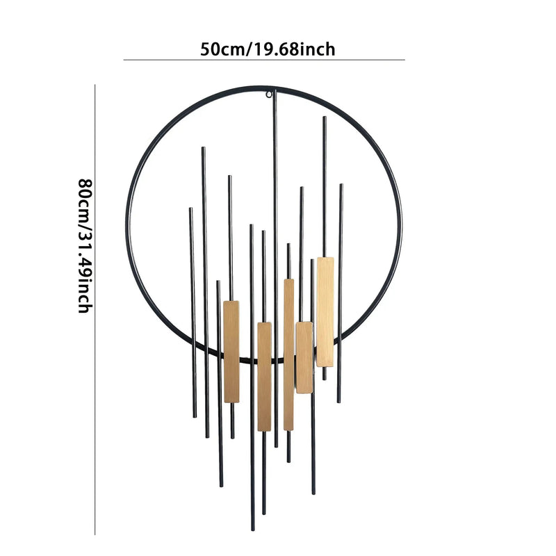 Metal Wall Art - Geometric Circle Design with Rustic Industrial Bars & Beams by House Of Avana