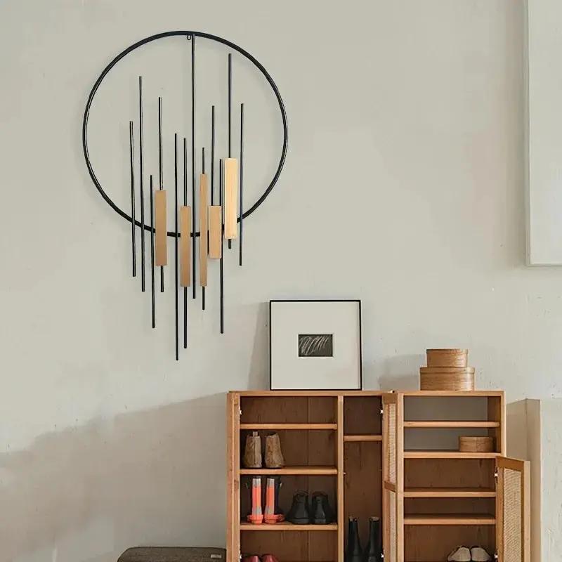 Metal Wall Art - Geometric Circle Design with Rustic Industrial Bars & Beams by House Of Avana