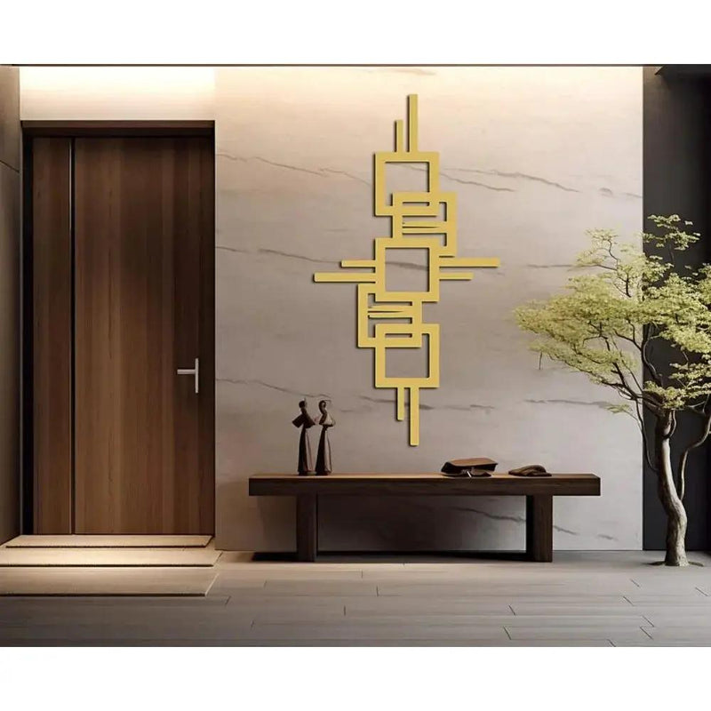 Metal Wall Art Geometric Design with Diagonal Lines Large Modern Statement Piece by House Of Avana