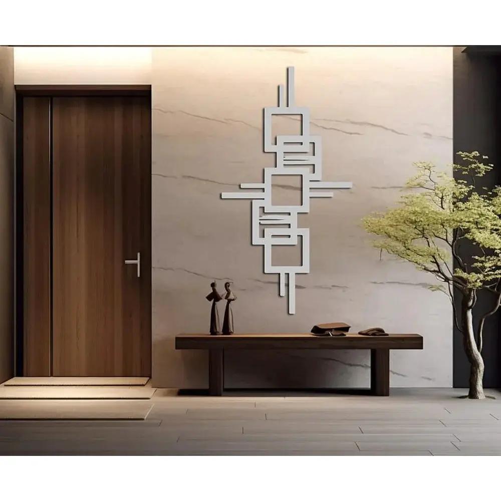 Metal Wall Art Geometric Design with Diagonal Lines Large Modern Statement Piece by House Of Avana