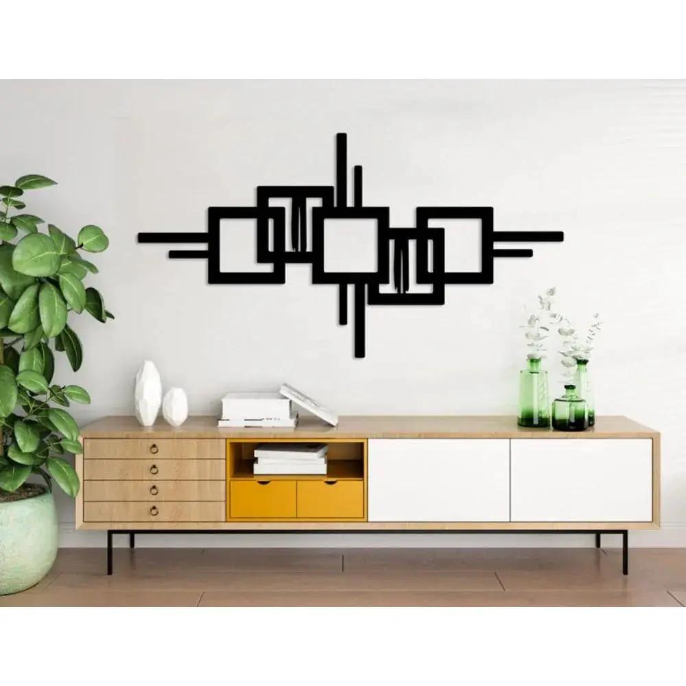 Metal Wall Art Geometric Design with Diagonal Lines Large Modern Statement Piece by House Of Avana
