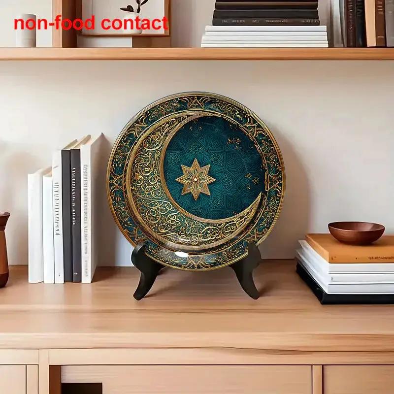 Metal Wall Art - Teal Gold Crescent Design by House Of Avana