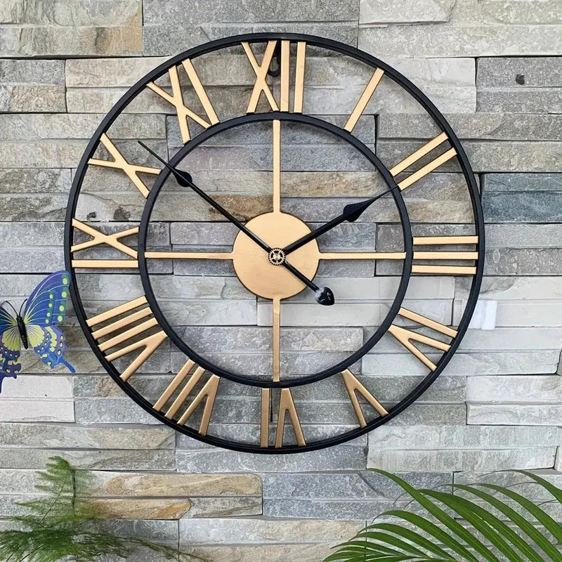 Metal Wall Clock with Roman Numerals, Silent Non-Ticking Mechanism for Home and Office Decor by House Of Avana