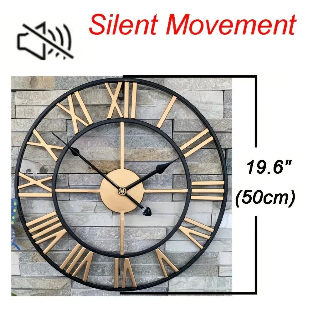 Metal Wall Clock with Roman Numerals, Silent Non-Ticking Mechanism for Home and Office Decor by House Of Avana