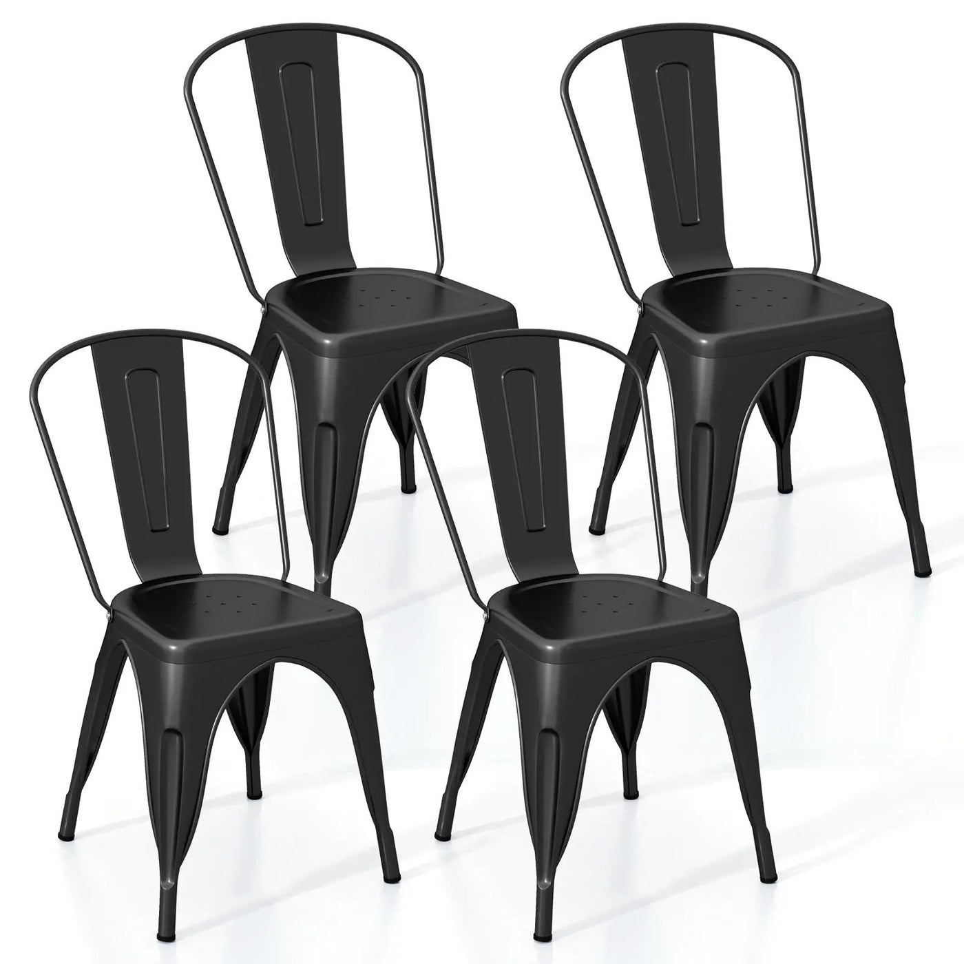 Metal Dining Chairs Set of 4 with Removable Backrest for Dining Room Restaurant Living Room by DirectDeals