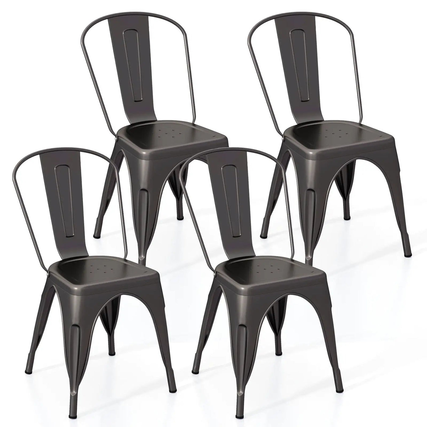 Metal Dining Chairs Set of 4 with Removable Backrest for Dining Room Restaurant Living Room by DirectDeals