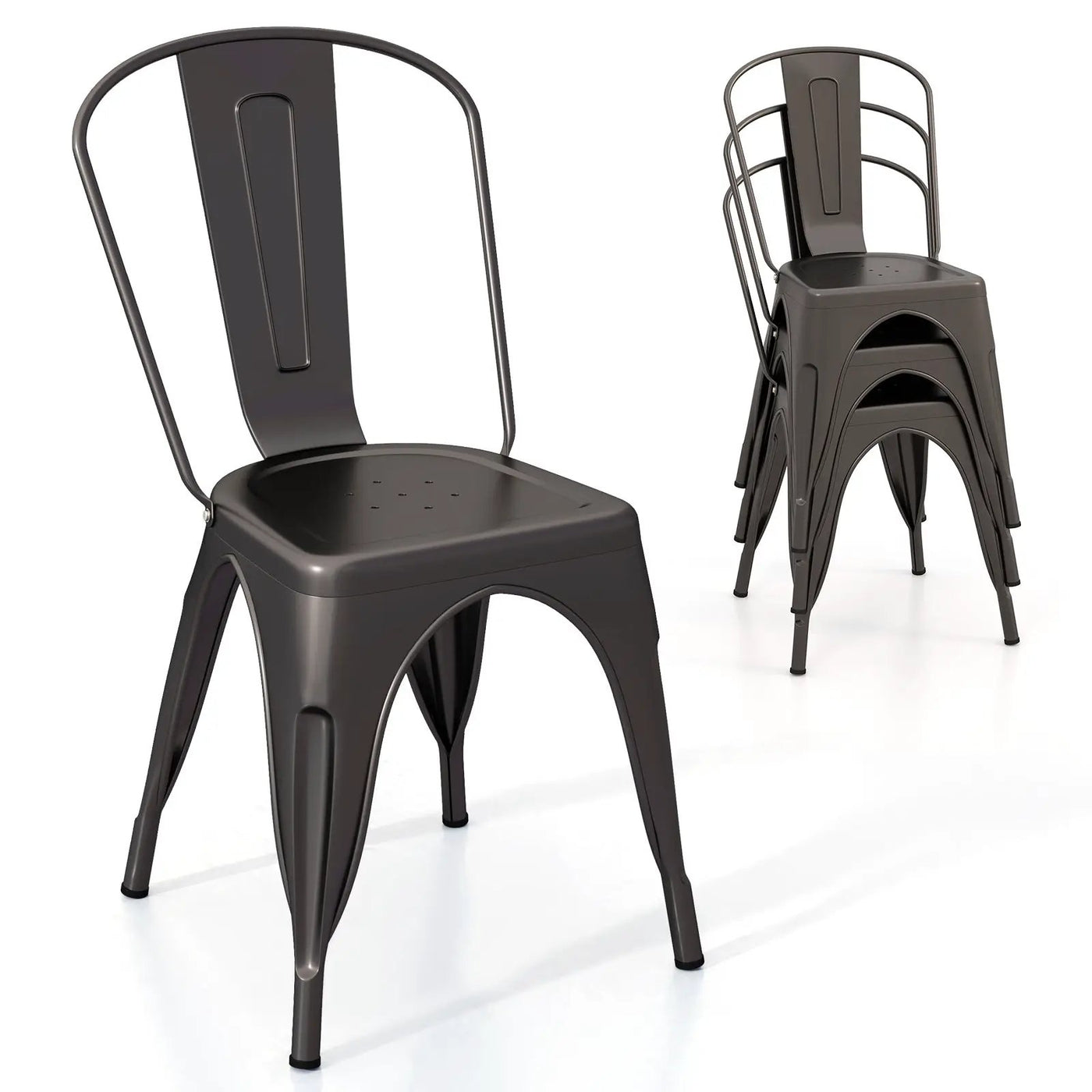 Metal Dining Chairs Set of 4 with Removable Backrest for Dining Room Restaurant Living Room by DirectDeals