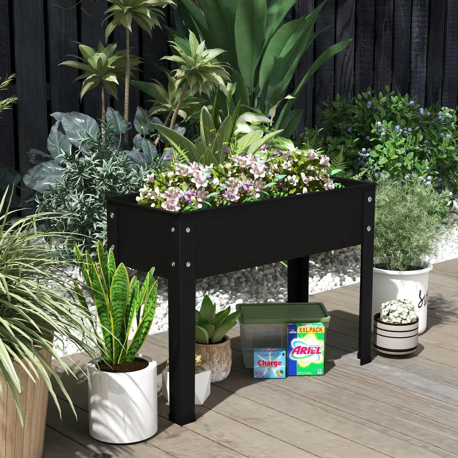 Metal Raised Garden Bed with Legs and Drainage Hole for Vegetable Flower-24 x 11 x 18 inches by DirectDeals