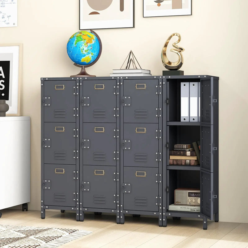 Metal Storage Locker with 3 Lockable Doors and Adjustable Feet by DirectDeals