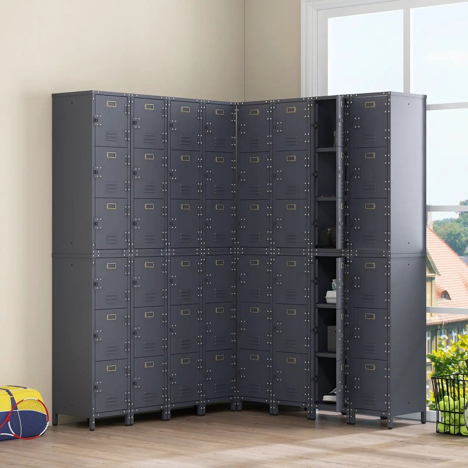 Metal Storage Locker with 3 Lockable Doors and Adjustable Feet by DirectDeals