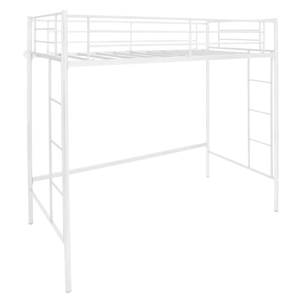 Twin Loft Bed Frame with 2 Ladders Full-length Guardrail by DirectDeals