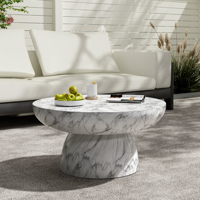 MGO Faux Marble Coffee Table with Handcrafted Finish - White Marble, photo 2 of 7