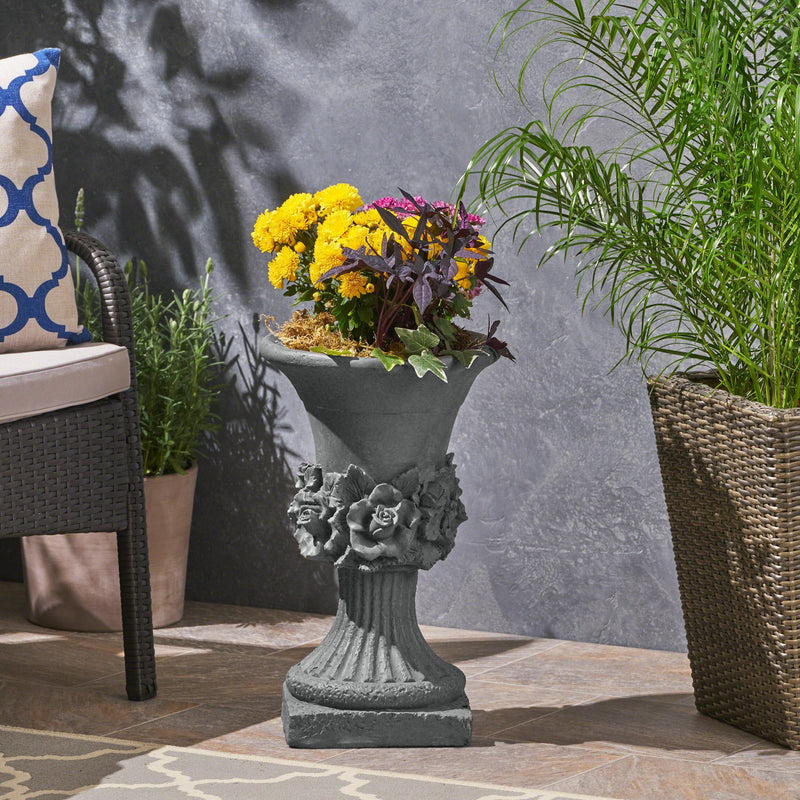 MGO Garden Urn Planter with Weather Resistance - Gray, photo 2 of 7