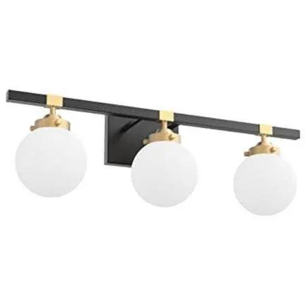 Tipace Mid Century Modern Bathroom Vanity Light Fixtures 3 Lights Milky White Glass Shades Black/Golden Bathroom Light Fixture(Exclude Bulb) by Selzalot